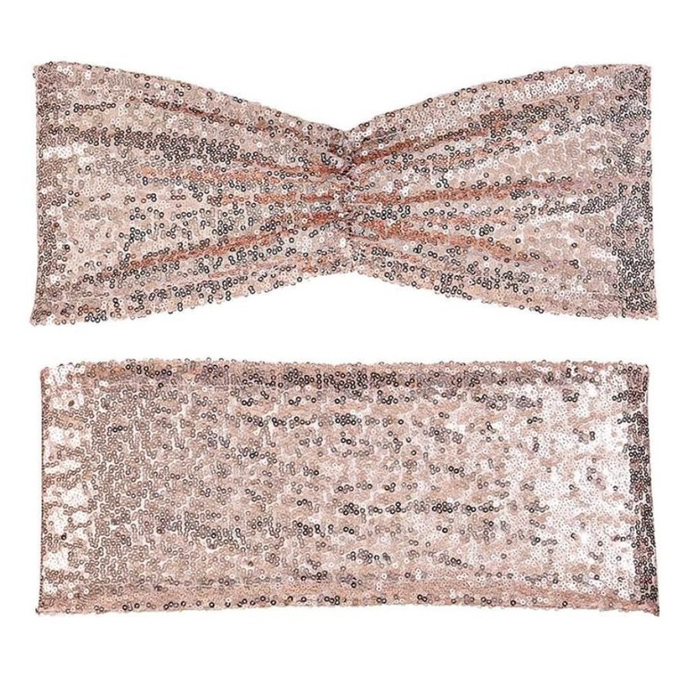 50 count | Rose Gold Sequin Chair Sashes Bands 14x6 inches Wedding Decor ~ New